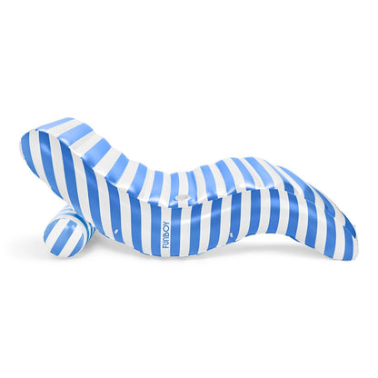 Blue Striped Chaise Lounger Pool Float - FUNBOY