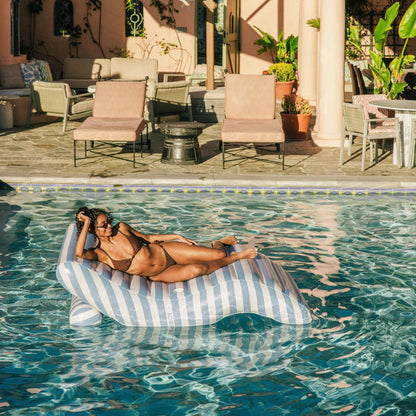 Blue Striped Chaise Lounger Pool Float - FUNBOY