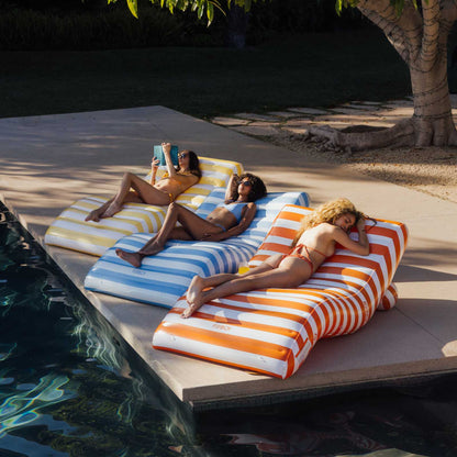 Blue Striped Chaise Lounger Pool Float - FUNBOY