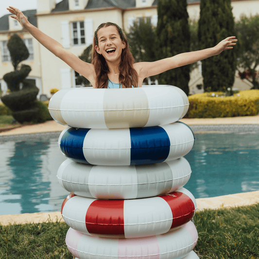 FUNBOY Vintage Navy Stripe Inflatable Kids Pool Float Tube 34" - FUNBOY