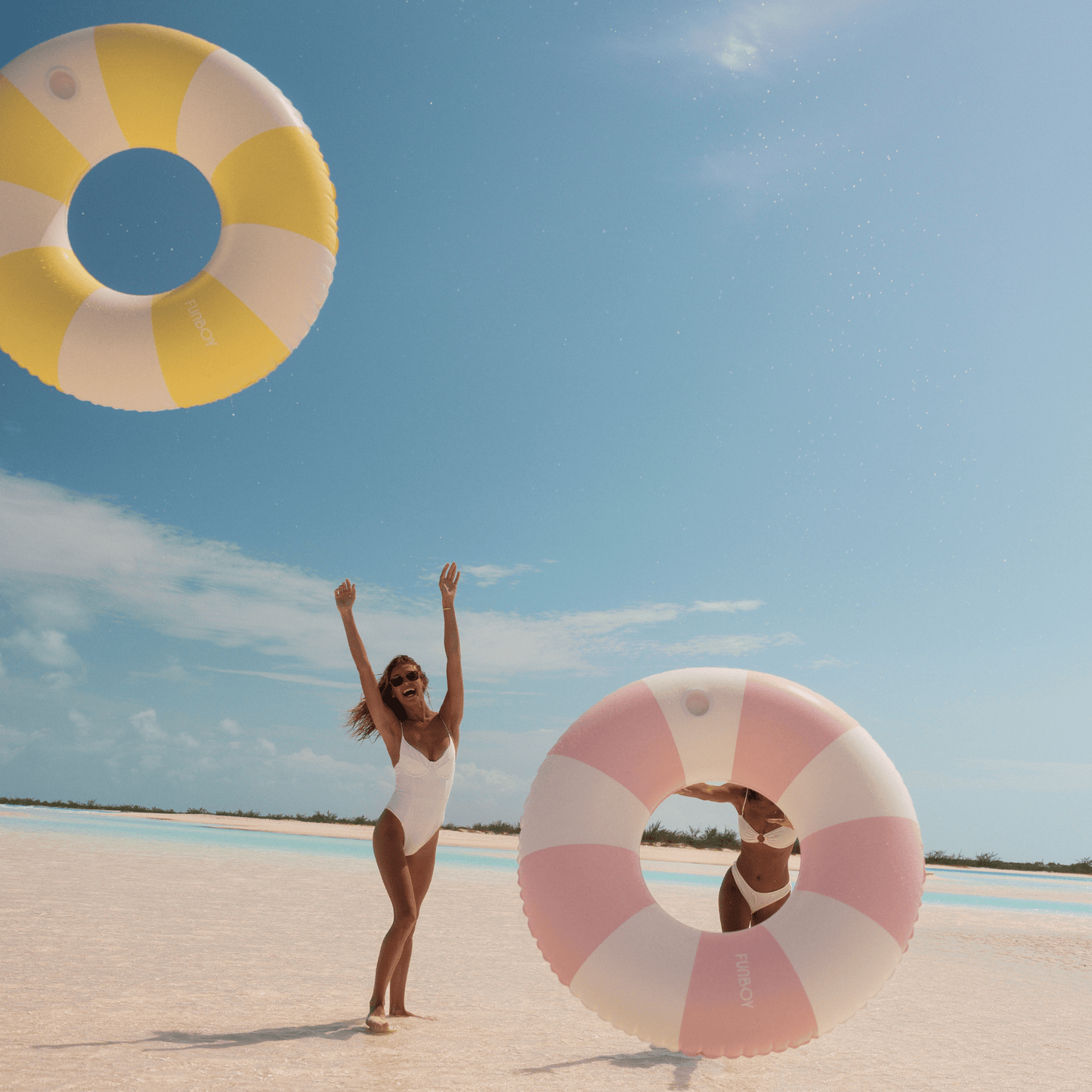 Yellow Vintage Stripe Tube Float - FUNBOY