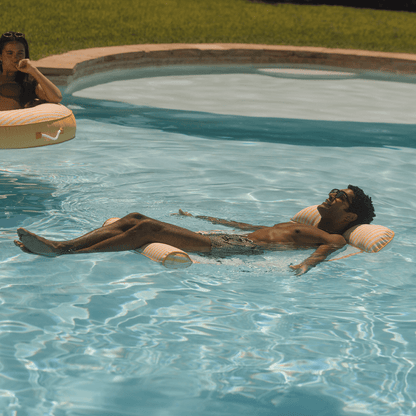 Premium Fabric Pool Hammock -Yellow Cabana Stripe - FUNBOY