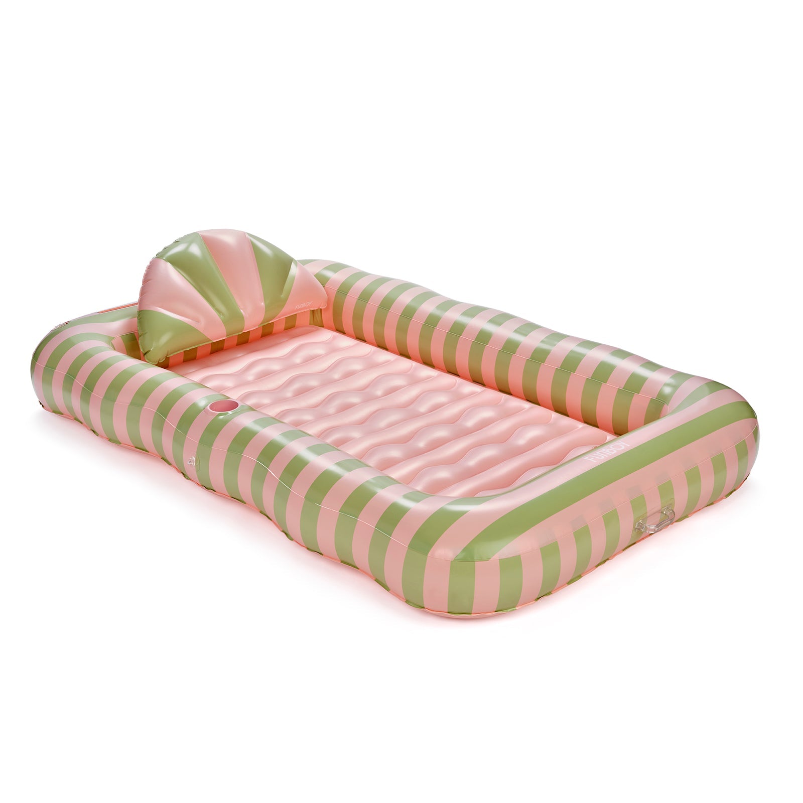 Tanning Pool Lounger: Coral & Blue Stripes - FUNBOY
