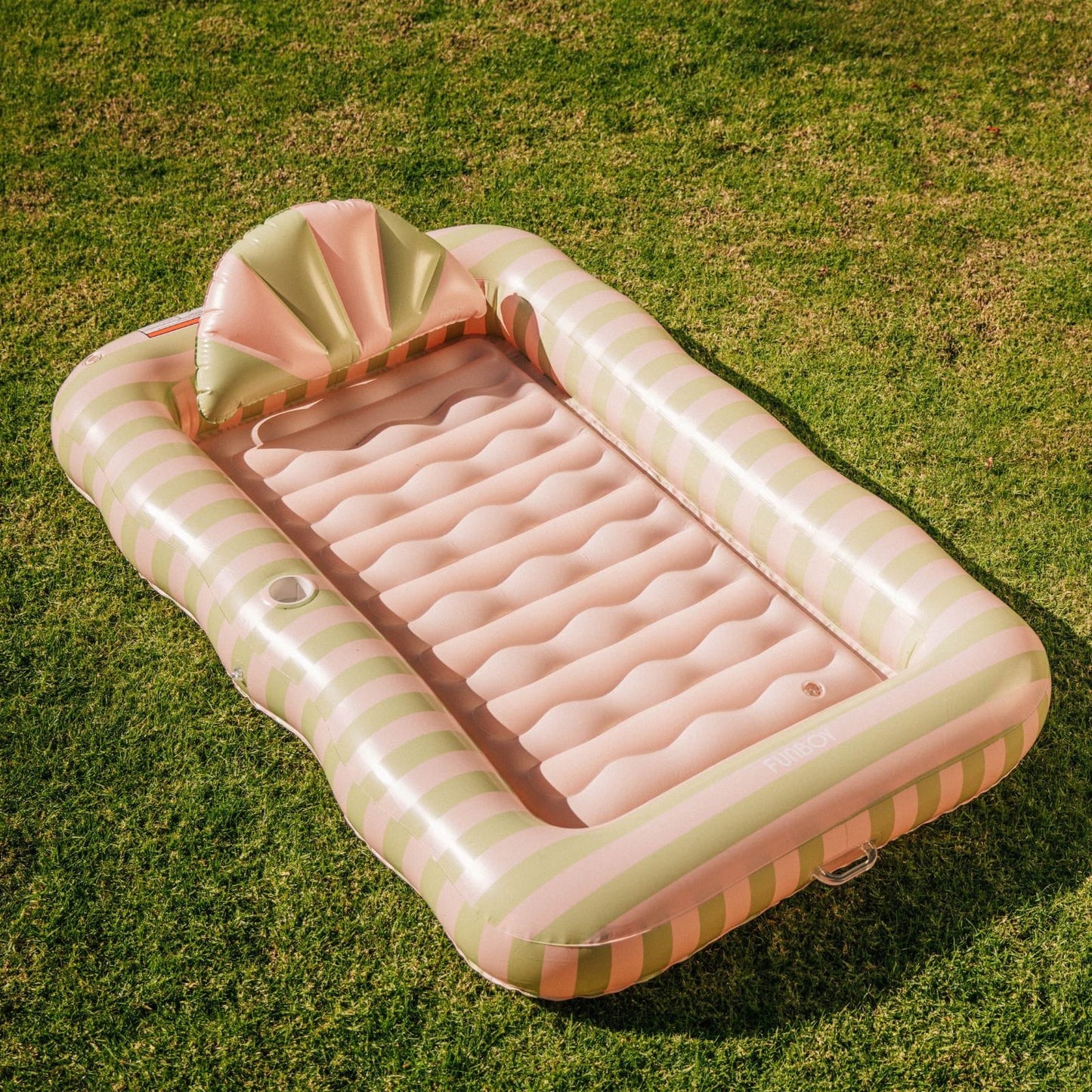 Tanning Pool Lounger: Coral & Blue Stripes - FUNBOY