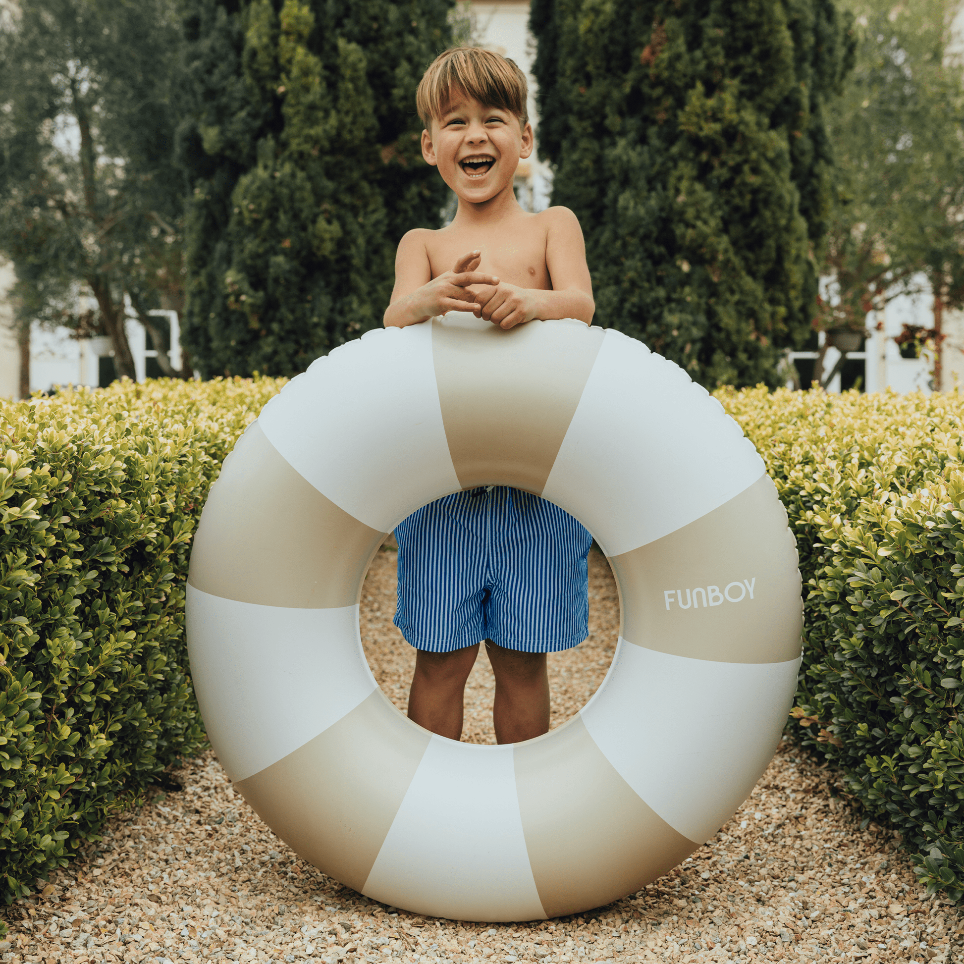 Pool Tubes for Kids: Vintage Kids Tube Float, Tan - FUNBOY