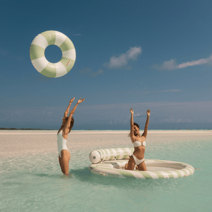 Large Pool Tube Float: Sage & White Stripes, 48" - FUNBOY