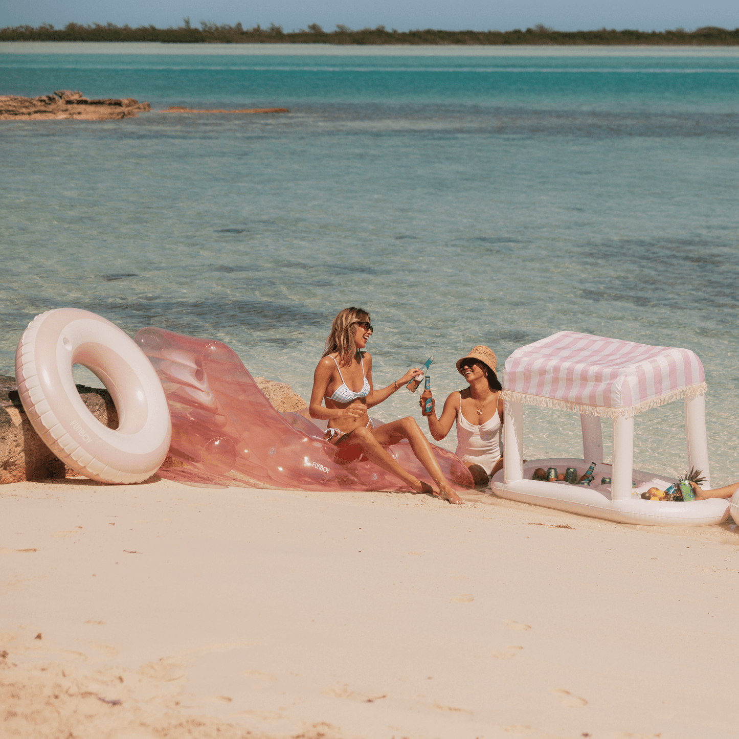 Pool Tube Float: Pink & White, Striped - FUNBOY