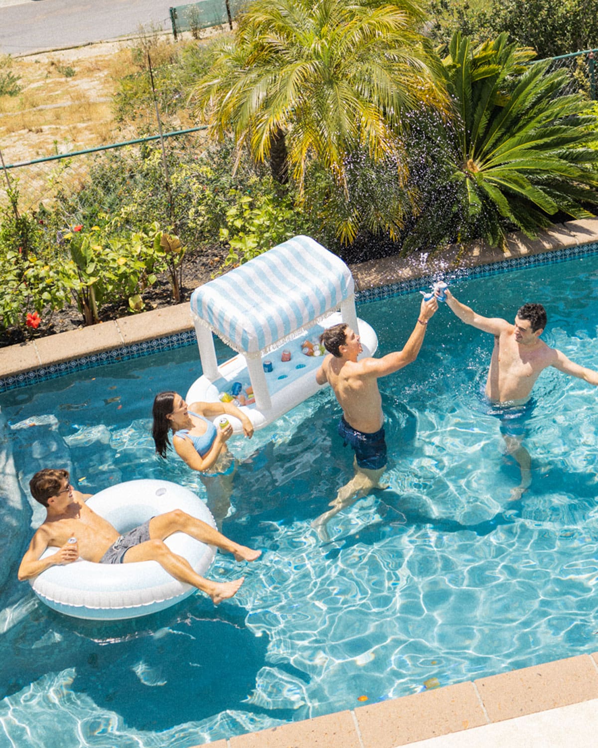 Blue & White Stripe Tube Pool Float - FUNBOY