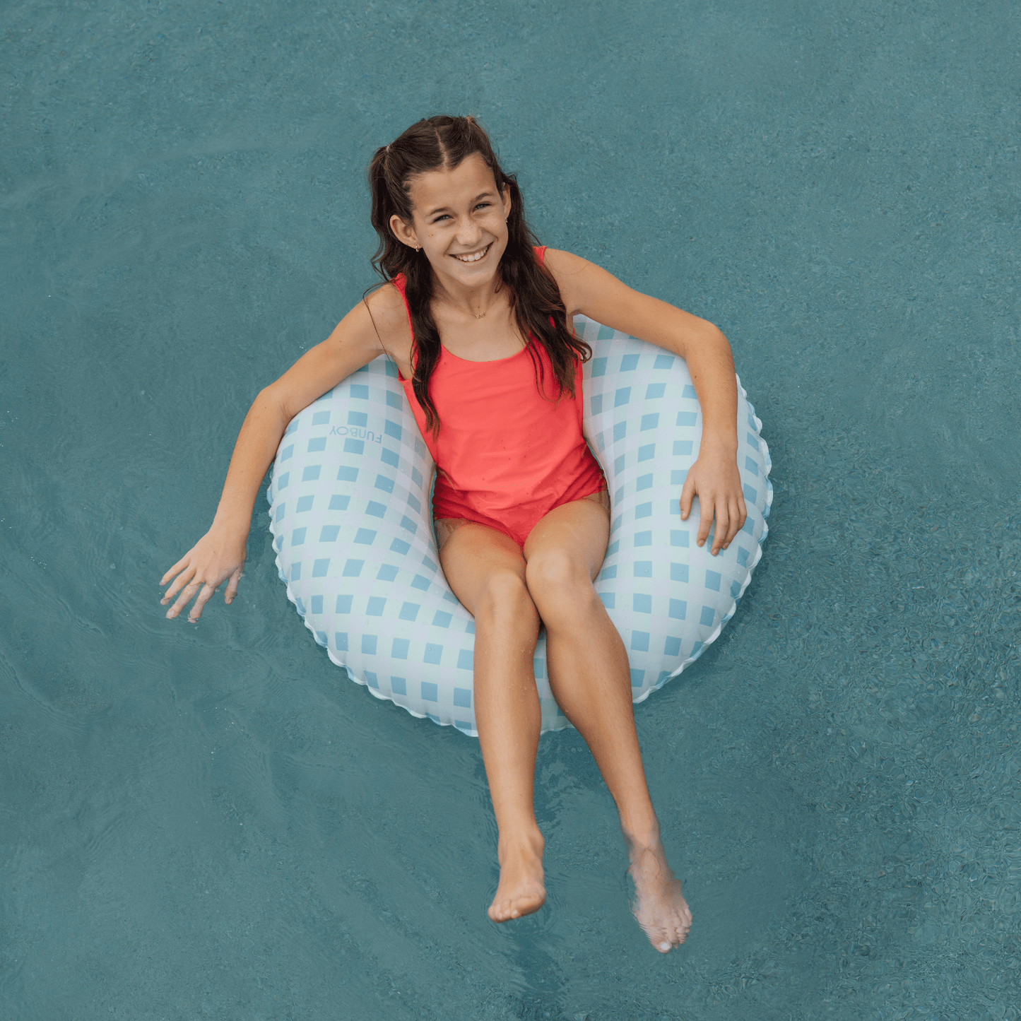 Blue Gingham Kids Tube Float - FUNBOY