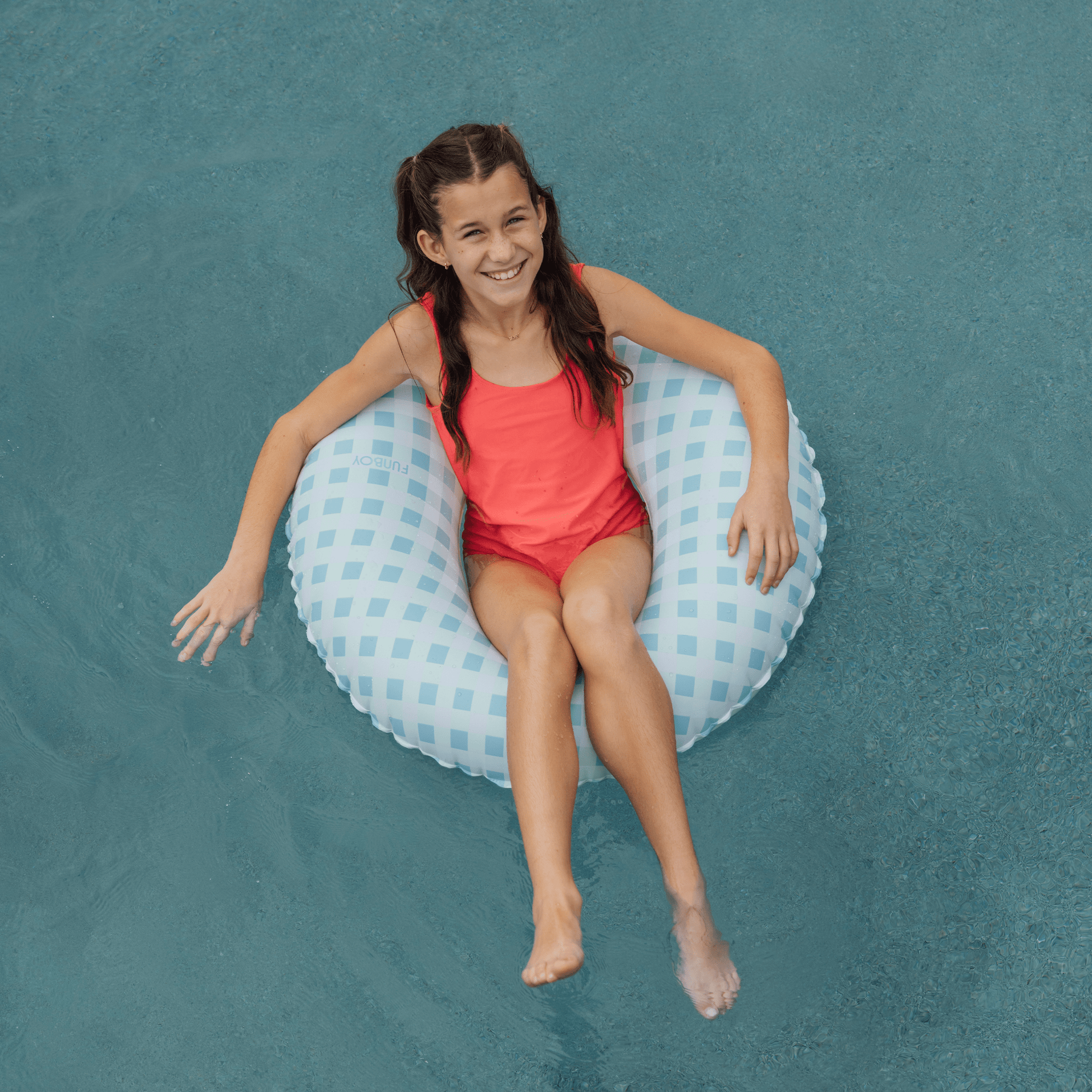 Blue Gingham Kids Tube Float - FUNBOY