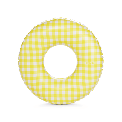 Kids Tube Float, 34", Yellow Gingham - FUNBOY