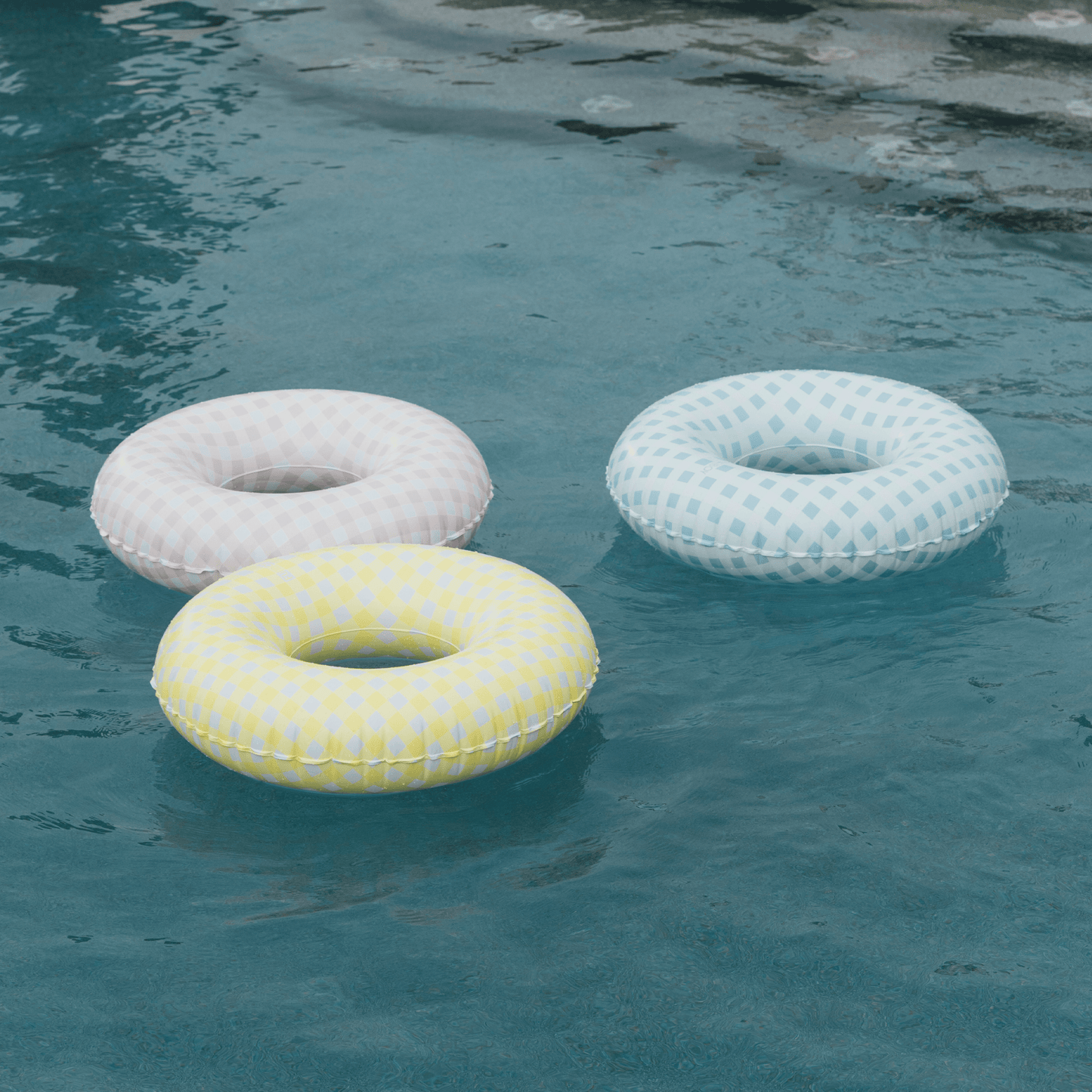 Kids Tube Float, 34", Yellow Gingham - FUNBOY