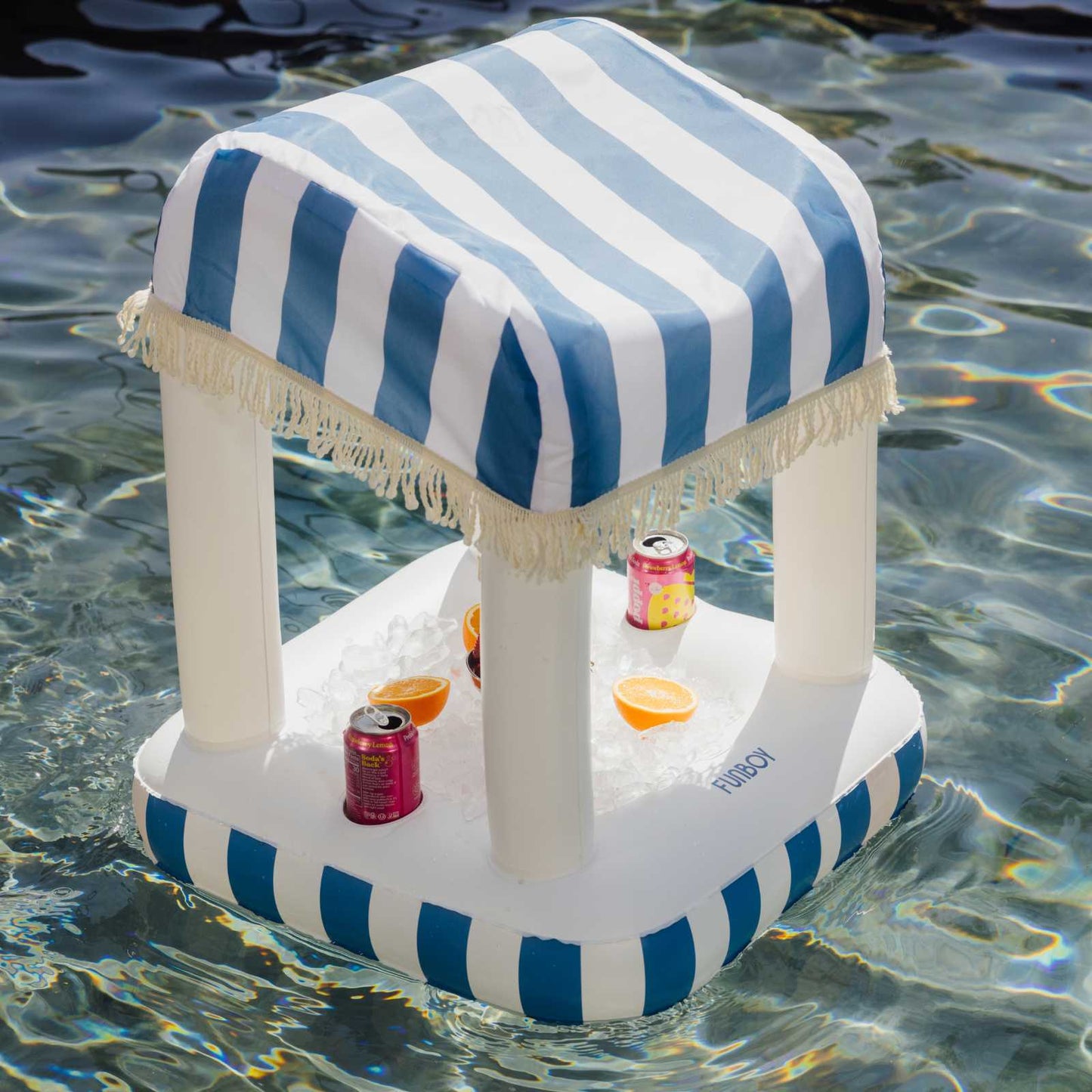 Blue & White Striped Floating Cabana Bar - FUNBOY