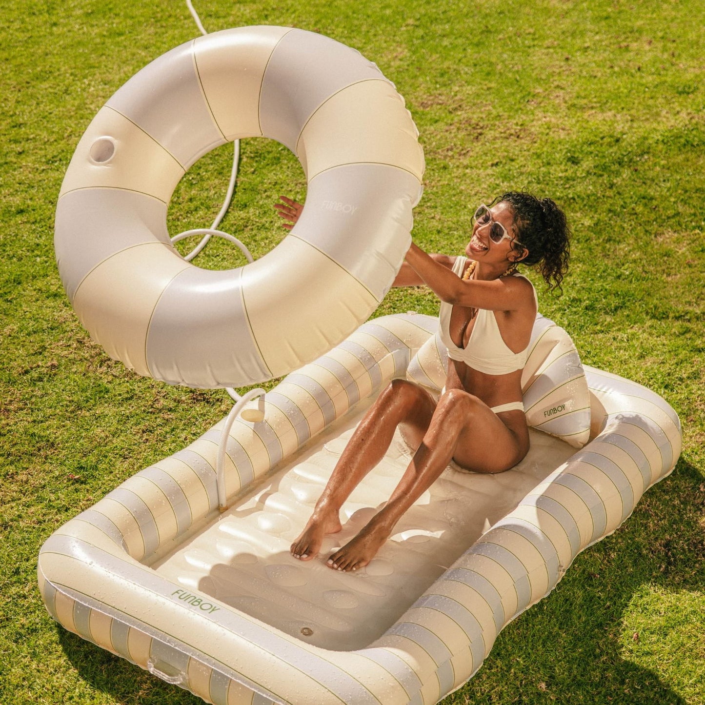 Blue, Green & Cream Vintage Lux Tube Float - FUNBOY